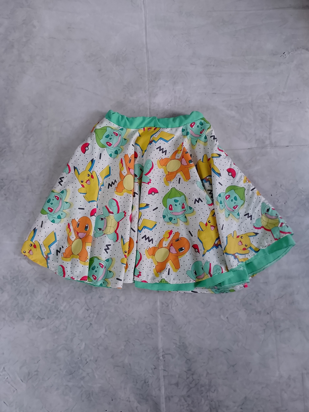 Pokémon Characters Circle Skirt in White and Mint